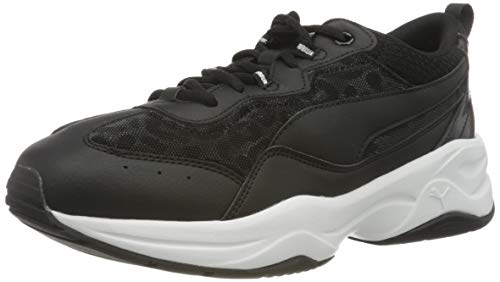 PUMA Cilia Mesh Glitter Jr, Zapatillas, Negro Black Black White Silver, 39 EU