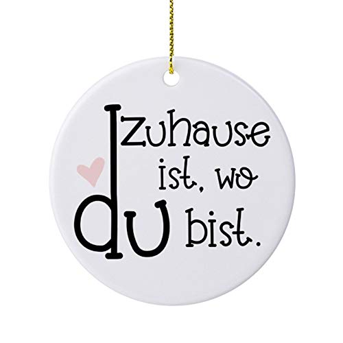 qidushop Adornos navideños Zuhause Ist Wo Du Bist de cerámica redonda para colgar el árbol de Navidad de 7,6 cm
