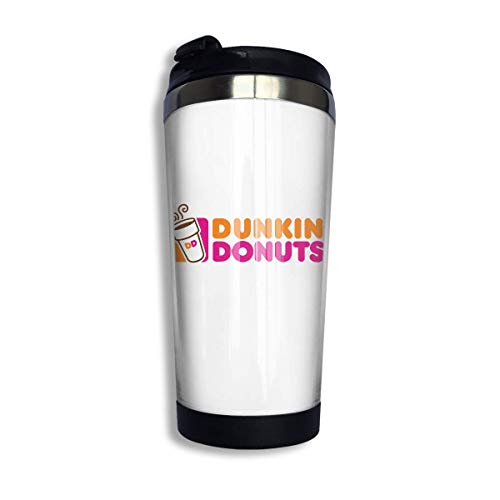 Qurbet Botella de agua, Doughnut Dunkin' D Coffee Cups Stainless Steel Water Bottle Cup Travel Mug Coffee Tumbler with Spill Proof Lid