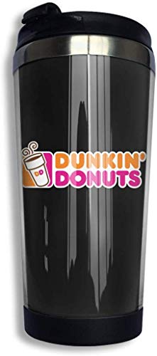 Qurbet Botella de agua, Dunkin Donuts Logo Coffee Cup Stainless Steel Water Bottle Cup Travel Mug Coffee Tumbler with Spill Proof Lid