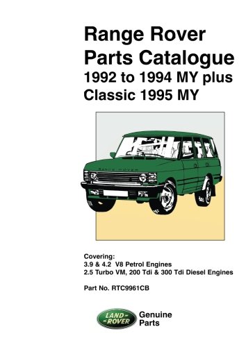 Range Rover 1992 to 1994 MY Plus Classic 1995 MY: Part No RTC9961CB (Parts Catalogues)