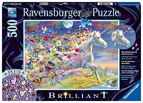 Ravensburger- Schmetterlingseinhorn, Brilliant Puzzle 500 Piezas, Multicolor (15046)