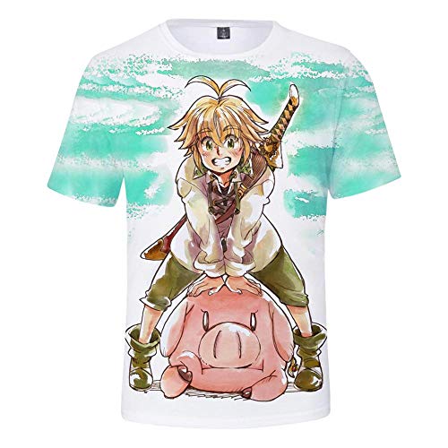 Rbop Unisex Camiseta para Hombre 3D Patrón Imprimir Manga Corta Camisetas Casual Gráficos Tees Nanatsu No Taizai L Rbop Unisex Camiseta para Hombre 3D Patrón Imprimir Manga Corta Camisetas Casual Gráficos Tees Nanatsu No Taizai L