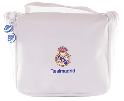 Real Madrid Neceser de Viaje - Producto Oficial del Equipo, con Percha para Colgar y Varias Alturas para Guardar Artículos de Aseo