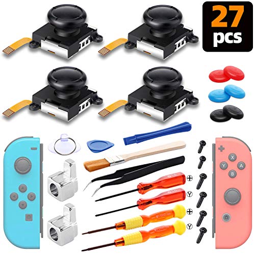 Recambios de Joystick Analógico, Herramientas de Reparación Profesional 4 Joystick de reemplazo para Nintendo Switch Joy-Con, 2 hebillas de metal , 2 Destornilladores, 6 tapas de pulgar Recambios de Joystick Analógico, Herramientas de Reparación Profesional 4 Joystick de reemplazo para Nintendo Switch Joy-Con, 2 hebillas de metal , 2 Destornilladores, 6 tapas de pulgar