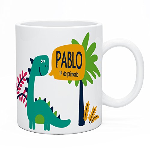 Regalo Original Taza de plástico Infantil Personalizada con Nombre y Dinosaurio para la Vuelta al Cole 33 Cl Regalo Original Taza de plástico Infantil Personalizada con Nombre y Dinosaurio para la Vuelta al Cole 33 Cl
