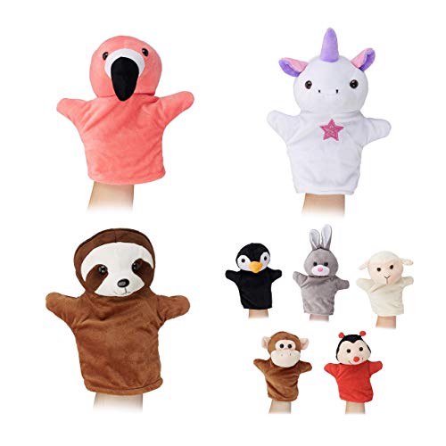 Relaxdays Kit de 8 Marionetas de Mano Infantiles de Animales, Títeres, Conejo, Oveja, Mono, Poliéster, Multicolor, (10024372) , color/modelo surtido Relaxdays Kit de 8 Marionetas de Mano Infantiles de Animales, Títeres, Conejo, Oveja, Mono, Poliéster, Multicolor, (10024372) , color/modelo surtido
