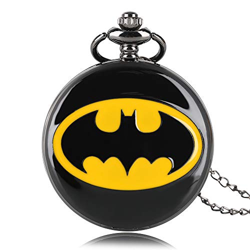Reloj de bolsillo con diseño de Batman, reloj de bolsillo de DC Comics redondo, regalo para hombres y mujeres