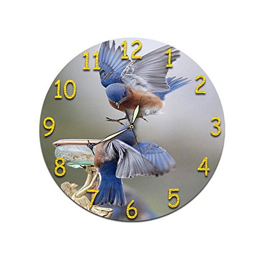 Reloj De Pared De Acrílico Redondo Creative Patrón Gracioso Con Puntero Fluorescente Blue Bird En Silencio No Marcando El Arte De Pintar El Reloj Para Niños Dormitorio Salón Decoracion （GZ-628)