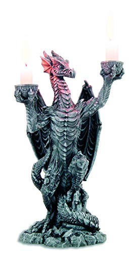 Reproduction Heroic Fantasy - Portavelas doble (30,5 x 16,5 x 12,7 cm), diseño de dragón