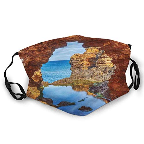 Reutilizable y lavable, Cavern Rocks por Pacific Waters con impresionante carretera australiana del paisaje del mar y el cielo, para ciclismo, camping, viajes, talla única.