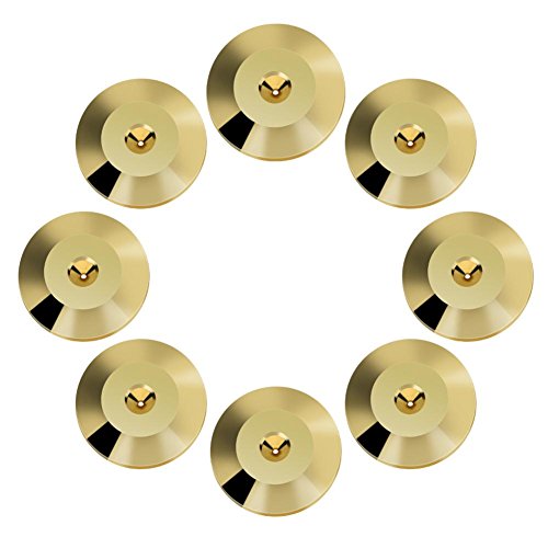 Richer-R 8pcs Almohadillas de Cono,Base de los Pies de Espiga Universal para Altavoz/Amplificador/Reproductor de CD-DVD/Grabadora de Tocadiscos/Chasis/Instrumento,etc.(Cobre,25 mm * 4 mm)(Oro)