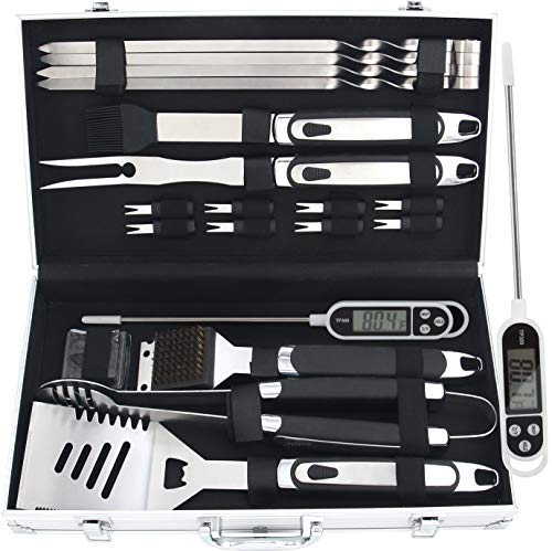 Romanticist 20 Piezas Utensilios para Barbacoa con Paquete de Caja de Regalo, Accesorios Profesionales para Cubiertos de Barbacoa de Acero Inoxidable en Caja de Aluminio Romanticist 20 Piezas Utensilios para Barbacoa con Paquete de Caja de Regalo, Accesorios Profesionales para Cubiertos de Barbacoa de Acero Inoxidable en Caja de Aluminio