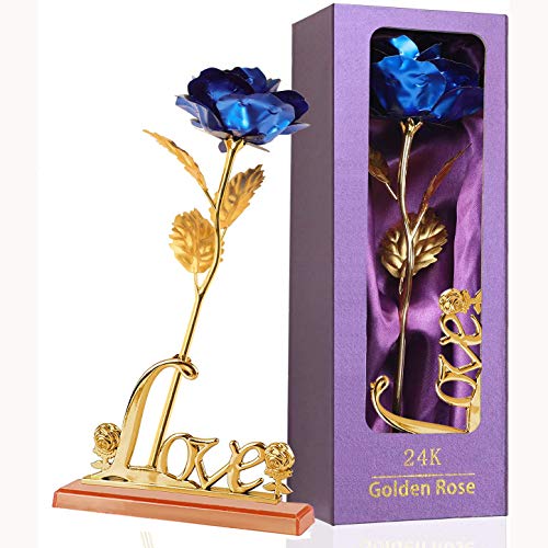 Rosa 24K Chapadas en Oro Flores Artificiales de Rose de Oro Rosa Eterna Flores con Soporte y Caja de Regalo para Novia Esposa Día de San Valentín Día de la Madre Aniversario Boda Cumpleaños Navidad Rosa 24K Chapadas en Oro Flores Artificiales de Rose de Oro Rosa Eterna Flores con Soporte y Caja de Regalo para Novia Esposa Día de San Valentín Día de la Madre Aniversario Boda Cumpleaños Navidad