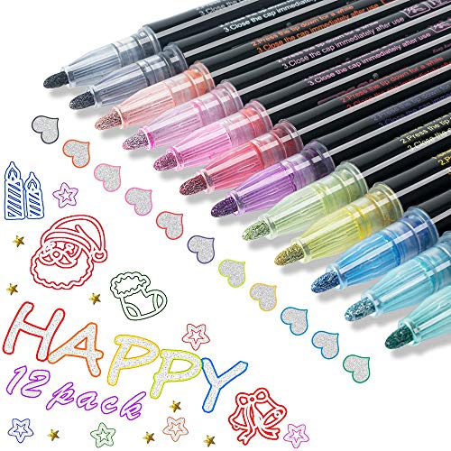 rotuladores de doble línea, 18 colores rotulador album rotuladores purpurina, boligrafps doble linea para tarjetas navideñas, álbumes de fotos, garabatos, álbumes de recortes rotuladores de doble línea, 18 colores rotulador album rotuladores purpurina, boligrafps doble linea para tarjetas navideñas, álbumes de fotos, garabatos, álbumes de recortes