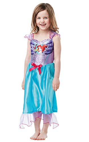 Rubies - Disfraz oficial de princesa de Disney con lentejuelas Ariel de sirena, talla pequeña de 7 a 8 años, altura 128 cm