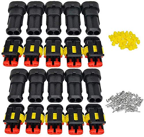 RUNCCI-YUN10 Juegos 2 Pines Conector de Cable Enchufe Impermeable, Conectores Sellado Impermeable, PA66 1.5mm Enchufe Terminal, para Coche, Barco, Moto RUNCCI-YUN10 Juegos 2 Pines Conector de Cable Enchufe Impermeable, Conectores Sellado Impermeable, PA66 1.5mm Enchufe Terminal, para Coche, Barco, Moto