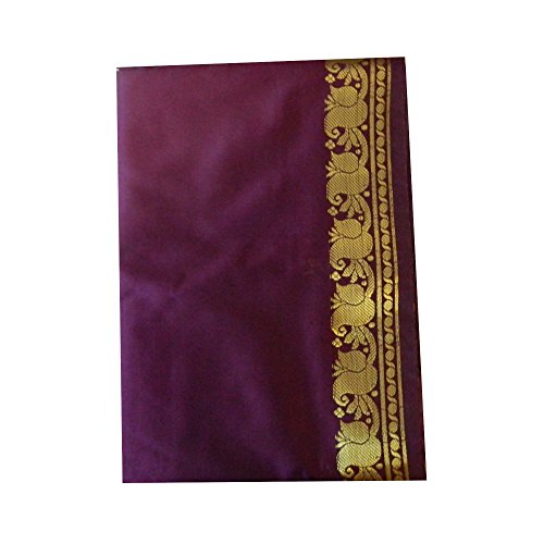 Sari morado brocado dorado vestido tradicional de la India ropa instrucciones para ponérselo tarjeta con bindis