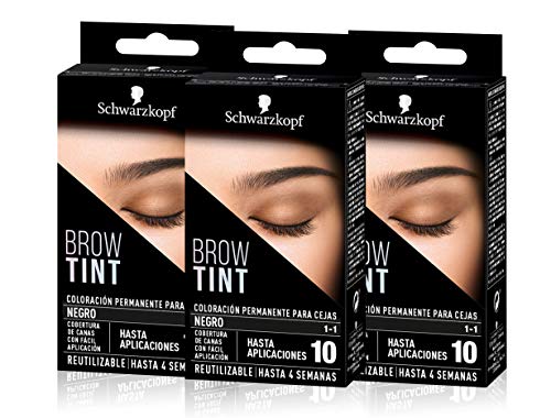 Schwarzkopf Brow Tint - Tinte De Cejas Negro Tono 1.1 (Pack de 3) – Coloración permanente - Color natural y duradero de hasta 4 semanas