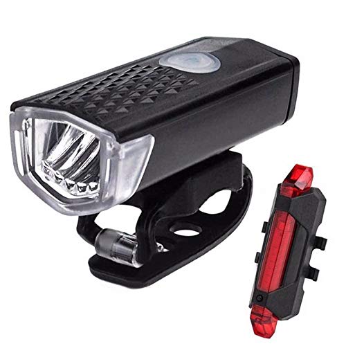 SEEZEN USB Juego de luces para bicicleta recargables superbrillantes y luz trasera para bicicleta LED, batería de litio de 1200 mA, resistente al agua, 3 modos de iluminación SEEZEN USB Juego de luces para bicicleta recargables superbrillantes y luz trasera para bicicleta LED, batería de litio de 1200 mA, resistente al agua, 3 modos de iluminación