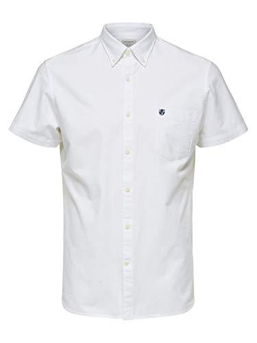 SELECTED HOMME SLHREGCOLLECT Shirt SS W Noos Camisa de Oficina, Blanco, M para Hombre