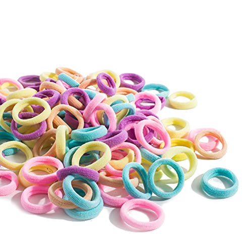 SENDILI 100 Piezas Gomas de Pelo Bebe Niña - Elásticas Suave Duradero Pequeñas Coleteros de Tela para Ponytail Accesorios,Multicolor(1.6 cm de Diámetro)