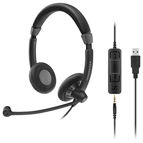 Sennheiser SC 75 USB MS Binaural Diadema Negro - Auriculares con micrófono (Centro de Llamadas/Oficina, Binaural, Diadema, Negro, Alámbrico, 1,12 m)