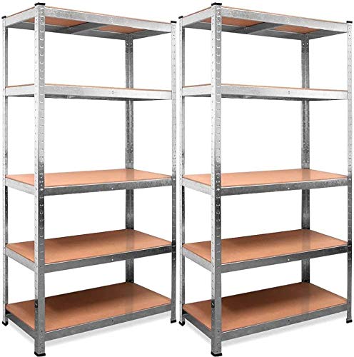 Set de 2 Estanterías Metálicas Galvanizadas 875Kg 5 Baldas modulares 180 x 90 x 40cm Set de 2 Estanterías Metálicas Galvanizadas 875Kg 5 Baldas modulares 180 x 90 x 40cm