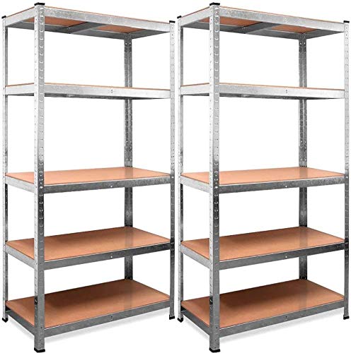 Set de 2 Estanterías Metálicas Galvanizadas 875Kg 5 Baldas modulares 180 x 90 x 40cm