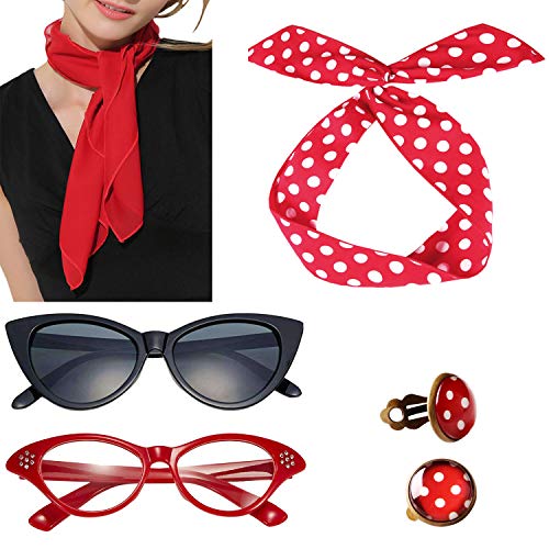 Set de accesorios para disfraz de los años 50 para mujer. rojo 6 1/2 HS Set de accesorios para disfraz de los años 50 para mujer. rojo 6 1/2 HS