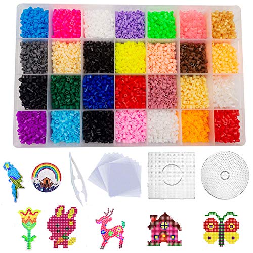shafier 11120 PCS Perler Beads 28 Colores Fuse Beads para Niños y Adulto DIY Patrón Arte de Pared pixelado en 2D Juguetes Educativos Cuentas de Artesanía