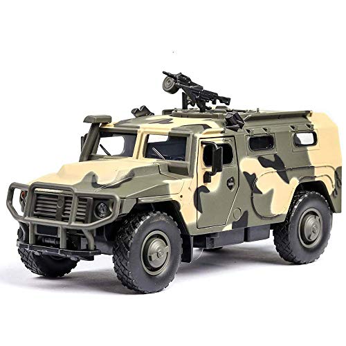 Simule Juguete Vehículo Blindado Camión Ejército, Modelo de Vehículo Militar de Metal Fundido a Presión 1:32 con Sonido y Luz LED para Regalos de Niños Pequeños