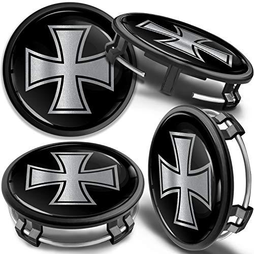 SkinoEu 4 x 75mm Tapas de Rueda de Centro Centrales Llantas Aluminio Compatibles con Tapacubos Mercedes Benz B66470207 / B66470200 Negro Plata Cruz de Hierro CM 32 SkinoEu 4 x 75mm Tapas de Rueda de Centro Centrales Llantas Aluminio Compatibles con Tapacubos Mercedes Benz B66470207 / B66470200 Negro Plata Cruz de Hierro CM 32