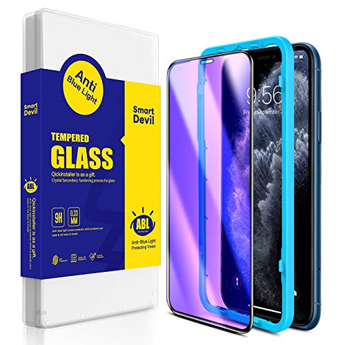 SmartDevil [2 Pack Protector Pantalla de iPhone XR/iPhone 11,Cristal Templado iPhone XR/iPhone 11,Vidrio Templado [Fácil de Instalar] [Anti-Luz Azul] [Garantía de por Vida] para iPhone XR/iPhone 11