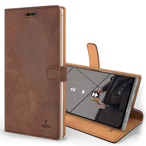 Snakehive Samsung Galaxy Note 10 Plus Funda con una Cartera incorporada en Piel Nobuk con una Ranura para Las Tarjetas de Créditos o Billetes - (Castaño)