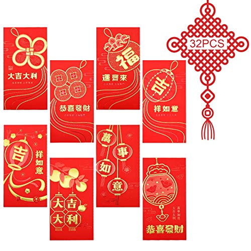 Sobres Rojos Chinos, 32 piezas 2021 Sobres Tradicionales de Hong Bao para el año Nuevo, Años del Buey Chino Bolsas de Dinero de la Suerte de China para Fiestas, Bodas y Año Nuevo Chino (17 * 9 cm) Sobres Rojos Chinos, 32 piezas 2021 Sobres Tradicionales de Hong Bao para el año Nuevo, Años del Buey Chino Bolsas de Dinero de la Suerte de China para Fiestas, Bodas y Año Nuevo Chino (17 * 9 cm)