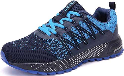 SOLLOMENSI Zapatillas de Deporte Hombres Mujer Running Zapatos para Correr Gimnasio Sneakers Deportivas Padel Transpirables Casual Montaña 43 EU H Azul