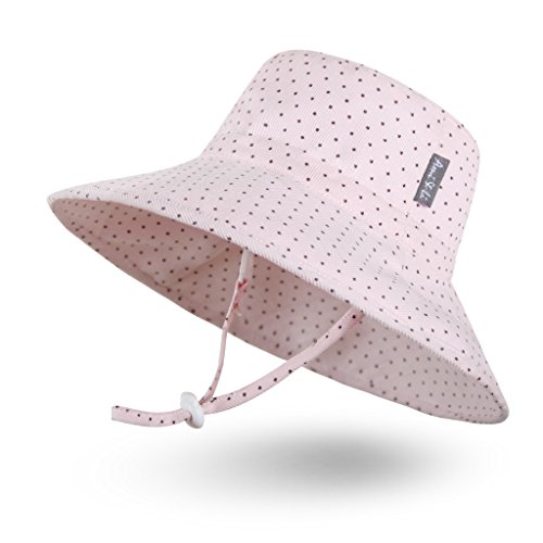Sombrero de Sol para Bebé Niña Niño Infantil Niños Pequeños Unisexo Ajustable Sombrero Bob Protección Solar UPF 50-L:Lunares Rosa