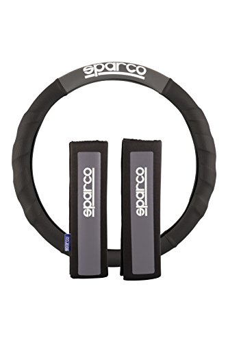 Sparco SPC1111KGR Almohadillas y Funda de Volante, Negro/Gris Sparco SPC1111KGR Almohadillas y Funda de Volante, Negro/Gris