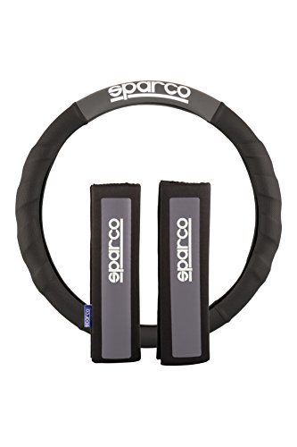 Sparco SPC1111KGR Almohadillas y Funda de Volante, Negro/Gris