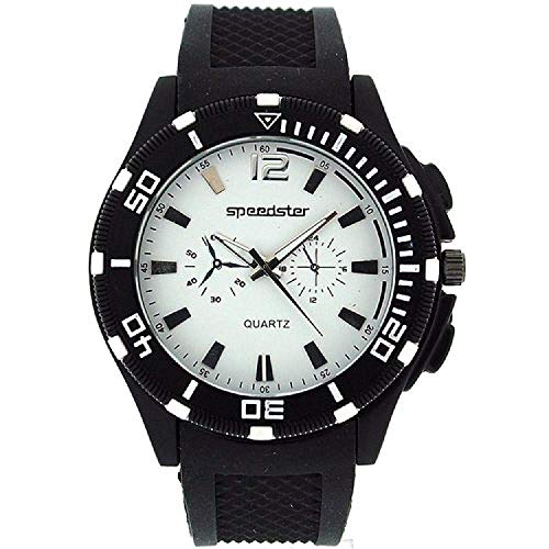 Speedster S244 Black/White - Reloj para Hombres, Correa de Goma Color Negro