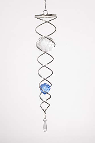 Spinart Cola de Crystal Twister acero inoxidable 6x35cm - Incluye Gancho y cordón de nailon , dos bolas de Crystal Ø5cm / Ø3cm y Gota de vidrio