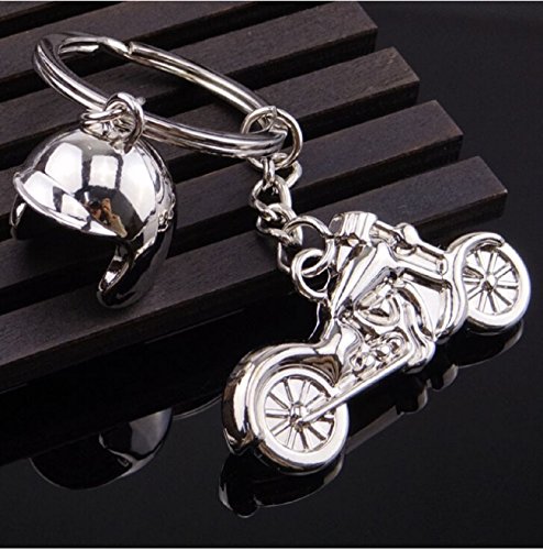 Sportigo® Motocicleta con Casco de Motorista Llaveros en Plata/Motero Regalo Sportigo® Motocicleta con Casco de Motorista Llaveros en Plata/Motero Regalo