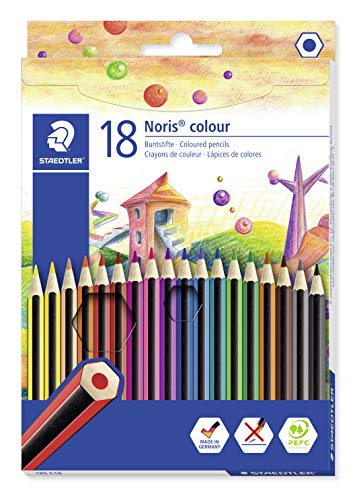 STAEDTLER Noris 185 C18 - Lápices ecológicos, Caja con 18 lápices de colores variados