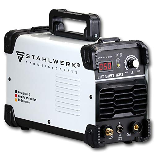 STAHLWERK cortador de plasma CUT 50 ST IGBT de 50 Amperio, potencia de corte hasta 14mm, adecuado para chapas pintadas y oxidadas, 7 años de garantía