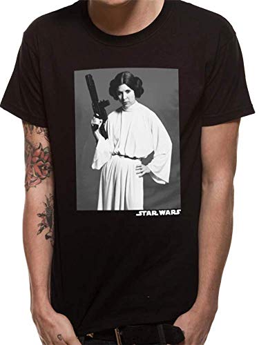 Star Wars Leia Classic Portrait Camiseta, Negro (Negro), XL para Hombre