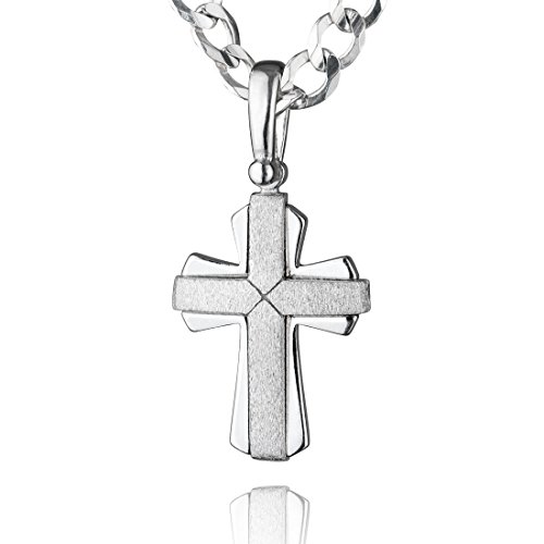 STERLL Cadena para hombre de plata 925, 60 cm de longitud, con colgante a forma de cruz, con caja de joyas, ideal como regalo de hombre