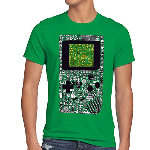 style3 8-bit Game Camiseta para Hombre T-Shirt Pixel Boy, Talla:3XL, Color:Verde