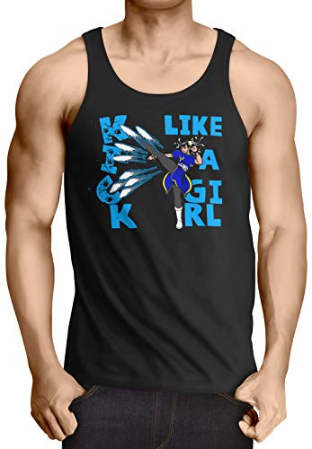 style3 Kick Like a Girl Camiseta de Tirantes para Hombre Tank Top T-Shirt Final SNES ps3 ps4 Street Beat em up Arcade, Talla:2XL