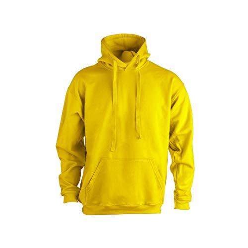 Sudadera Urbana con Capucha Unisex Adultos con Bolsillo de Canguro y en Colores Vivos y Cordones Anchos (Amarillo, L)